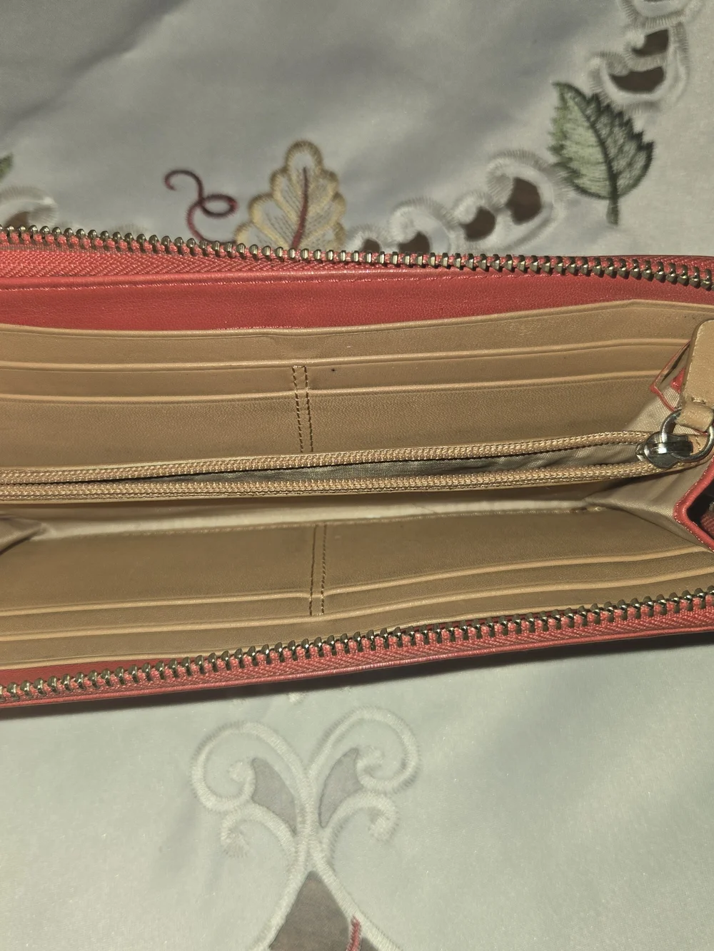 COACH Red Leather Zip Wallet